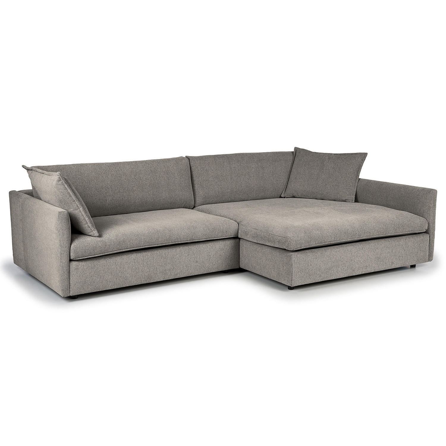 ECKSOFA mit Longchair - Schwarz/Grau, Kunststoff/Textil (290/183cm) - home24