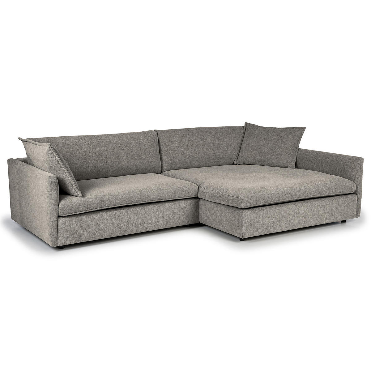 ECKSOFA mit Longchair - Schwarz/Grau, Kunststoff/Textil (290/183cm) - home24