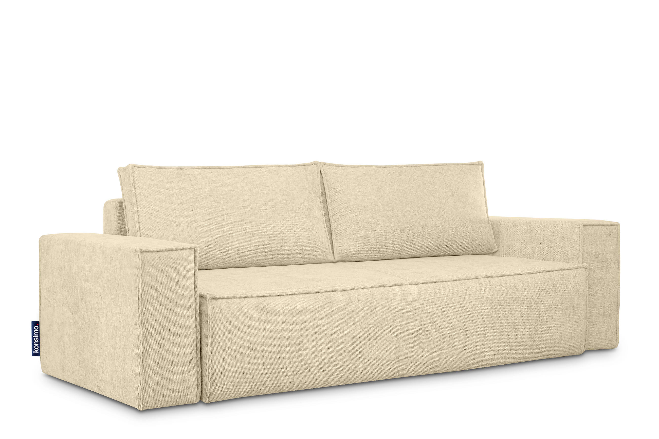 3-SITZER-SOFA NAPI II mit Schlaffunktion, dunkelcreme - Creme, Textil (244/89/101cm) - KONSIMO®