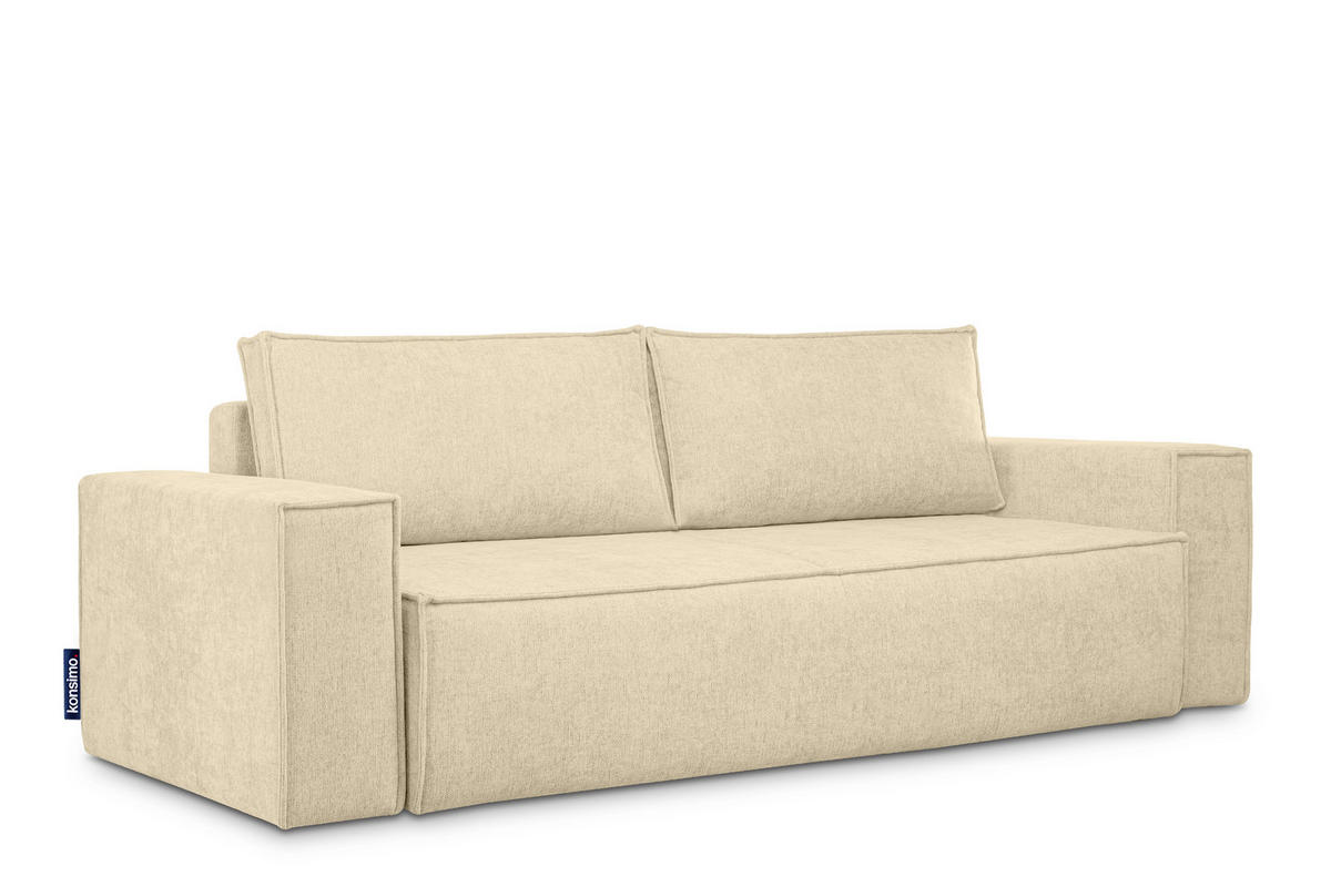 3-SITZER-SOFA NAPI II mit Schlaffunktion, dunkelcreme - Creme, Textil (244/89/101cm) - KONSIMO®