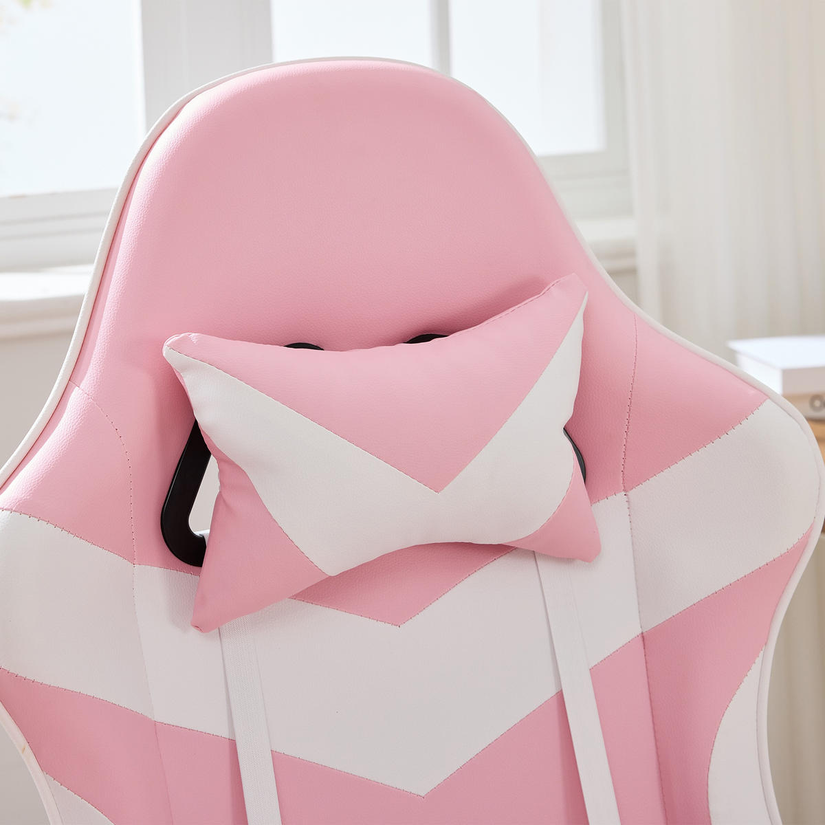 DREHSTUHL B64 / T58 / H116.5-126 cm,, ergonomisch gepolstert, drehbar mit Fußstütze, Weiß und Rosa - Pink, Kunststoff (58/116.5/64.5cm) - Redom