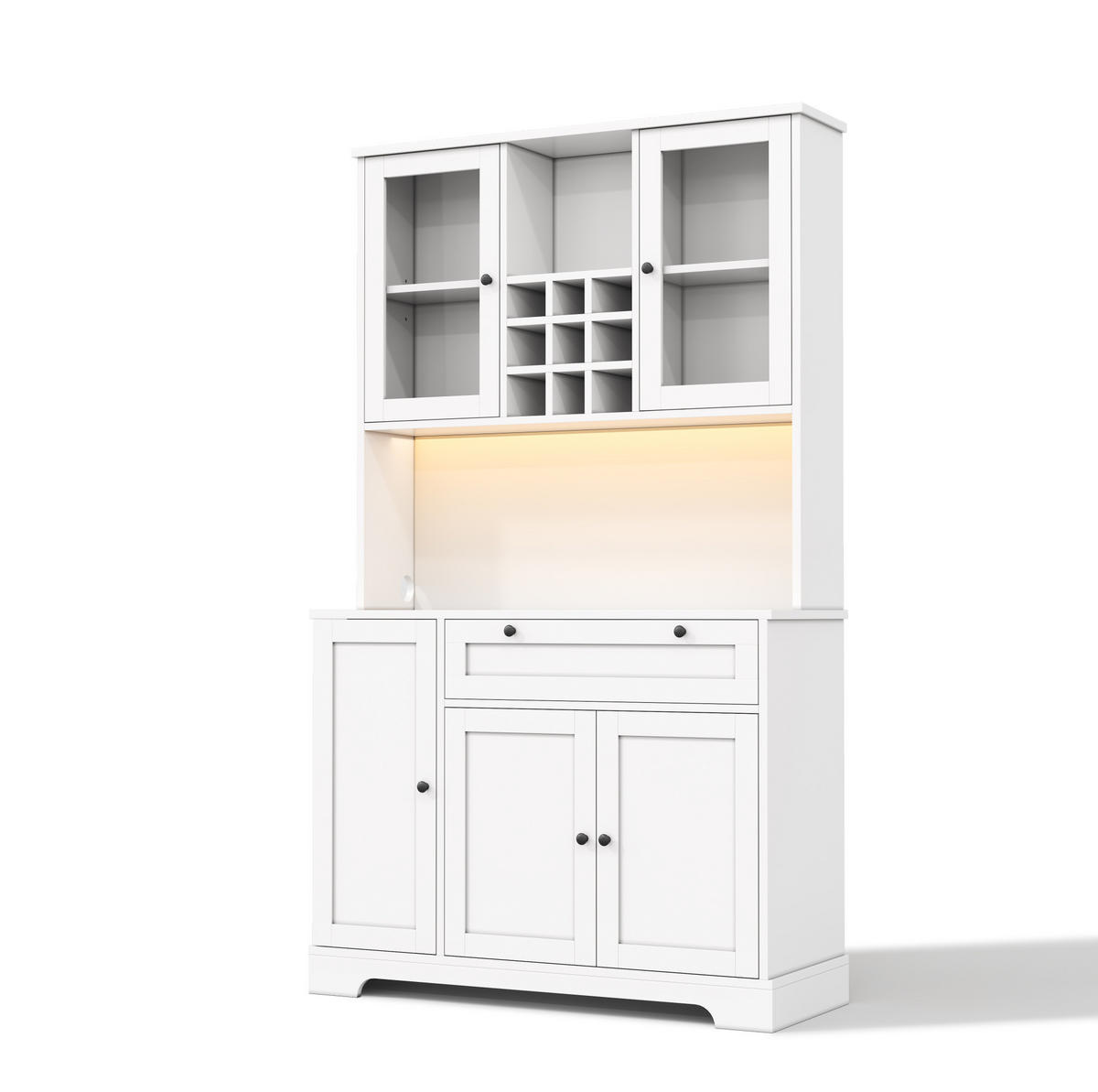 BUFFET 105/40/180 cm Weiß aus MDF mit LED und Steckdose - Weiß, Holzwerkstoff (105/180/40cm) - OKWISH