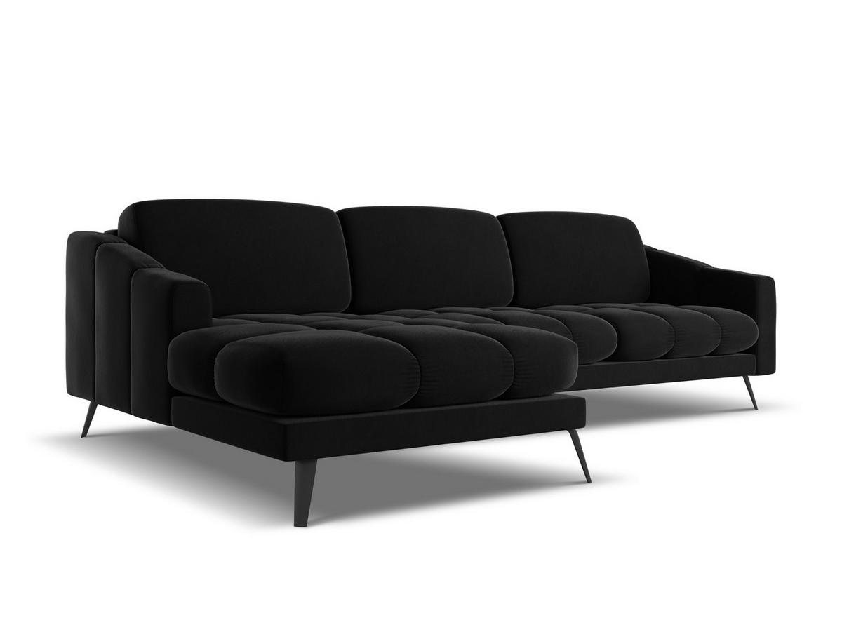 ECKSOFA Links Samt Stoff Schwarz - Schwarz, Textil/Metall (160/264cm) - Makamii