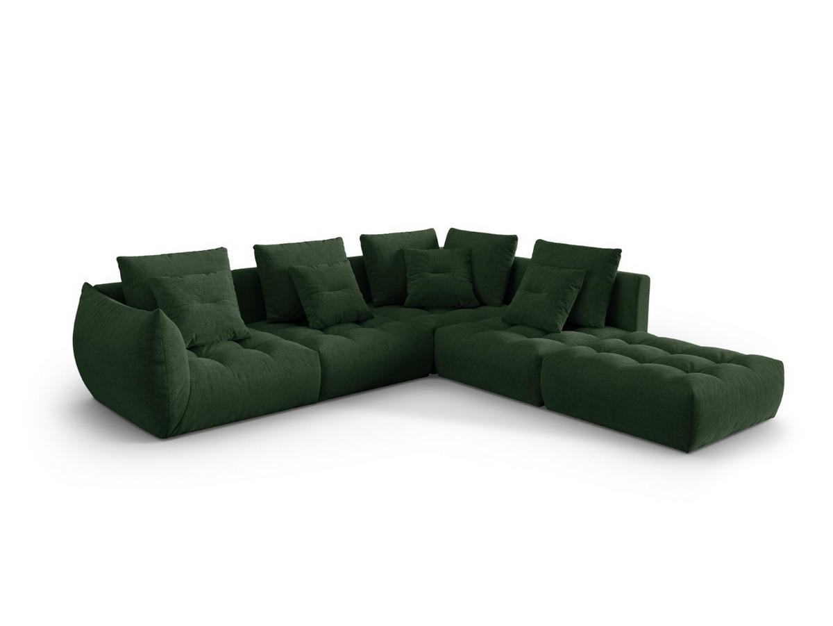 ECKSOFA modular rechts Bloom aus strukturiertem Stoff moosgrün 4 Sitzplätze - Salbeigrün, Textil (310/316cm) - Micadoni