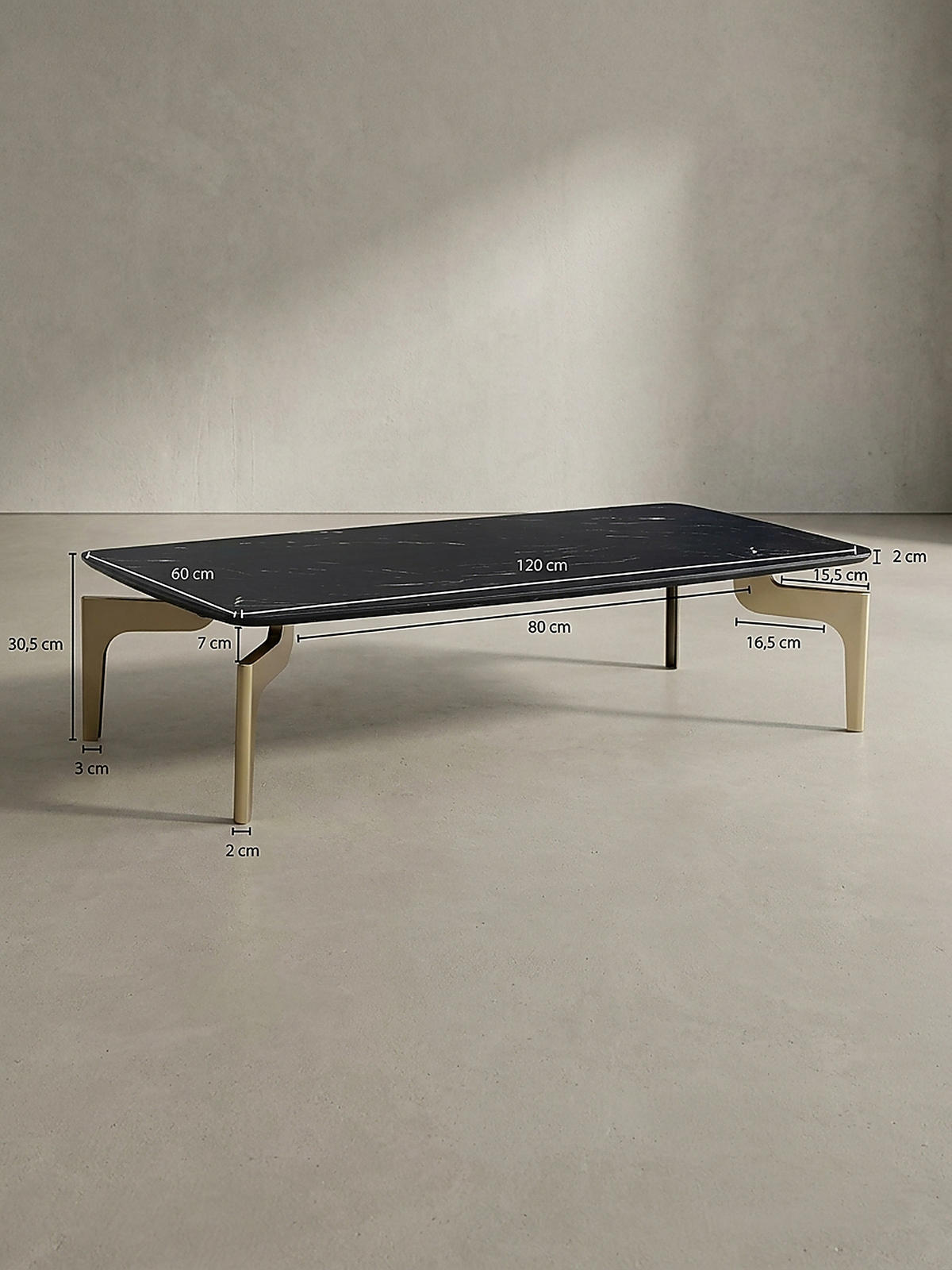 COUCHTISCH Schwarz/Gold Hochglanz Marmor Optik 120x60x30.5 cm Metall-Gestell - Goldfarben/Schwarz, Holzwerkstoff/Metall (60/120/31cm) - KADIMA DESIGN