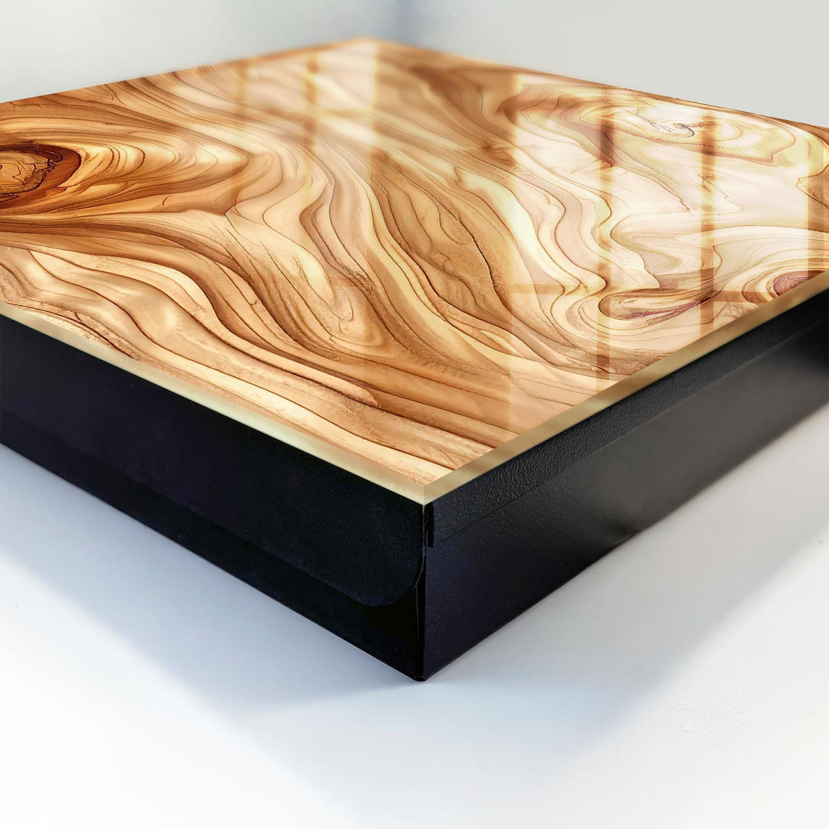SCHLÜSSELBOX Schwarz 30x30 cm- Türöffnung nach rechts - Holzwellen - Braun, Metall (30/30/5cm) - TULUP