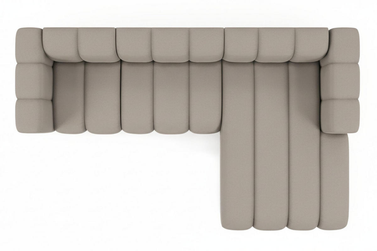 ECKSOFA L-Form Grand L 287 cm, Veloursstoff Salvador, Grau, Rechts - Grau, Holz (287/179cm) - Kaiser Möbel
