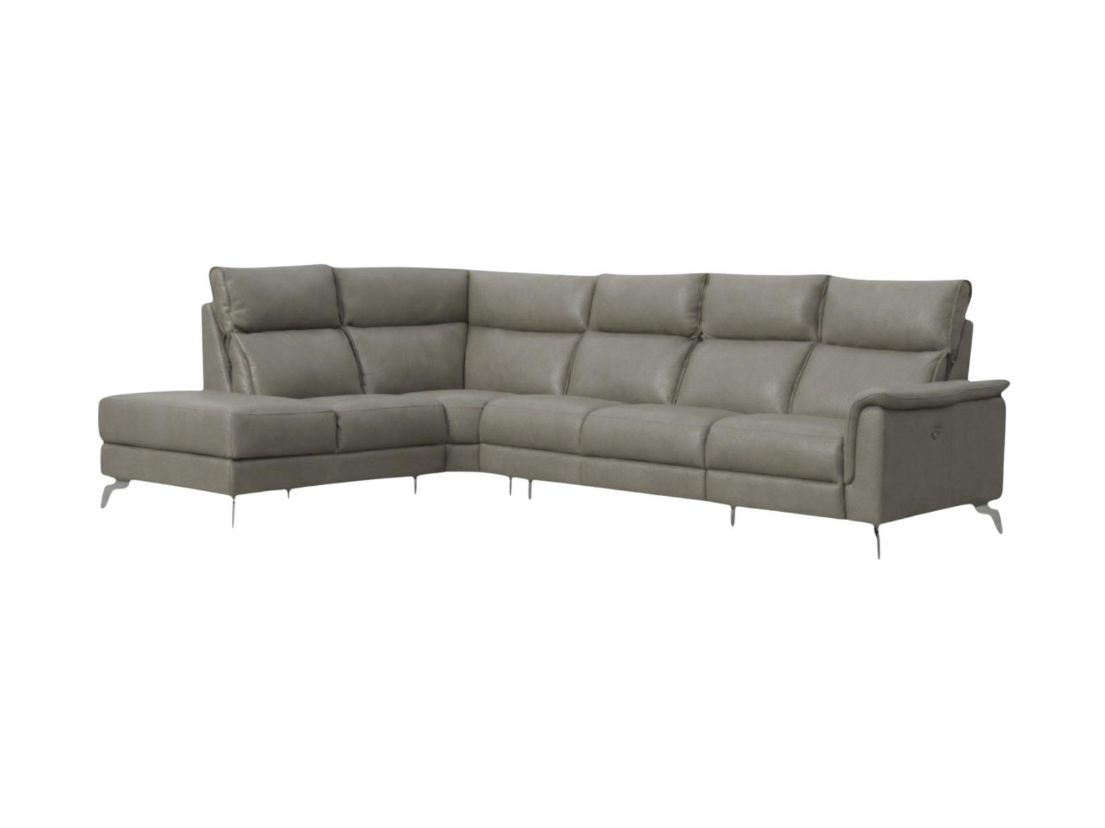 ECKSOFA Borea Echtleder Perlgrau - Hellgrau, Leder/Metall (220/310cm)