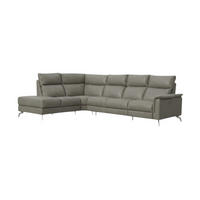 ECKSOFA Borea Echtleder Perlgrau - Hellgrau, Leder/Metall (220/310cm)