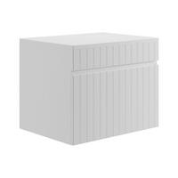 WASCHBECKENUNTERSCHRANK hängend mit Aufsatzplatte - Weiß gerippt - 60 cm - SATARA - Weiß, Holz (60/46/46cm) - Vente-Unique