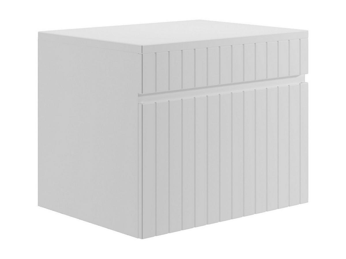 WASCHBECKENUNTERSCHRANK hängend mit Aufsatzplatte - Weiß gerippt - 60 cm - SATARA - Weiß, Holz (60/46/46cm) - Vente-Unique