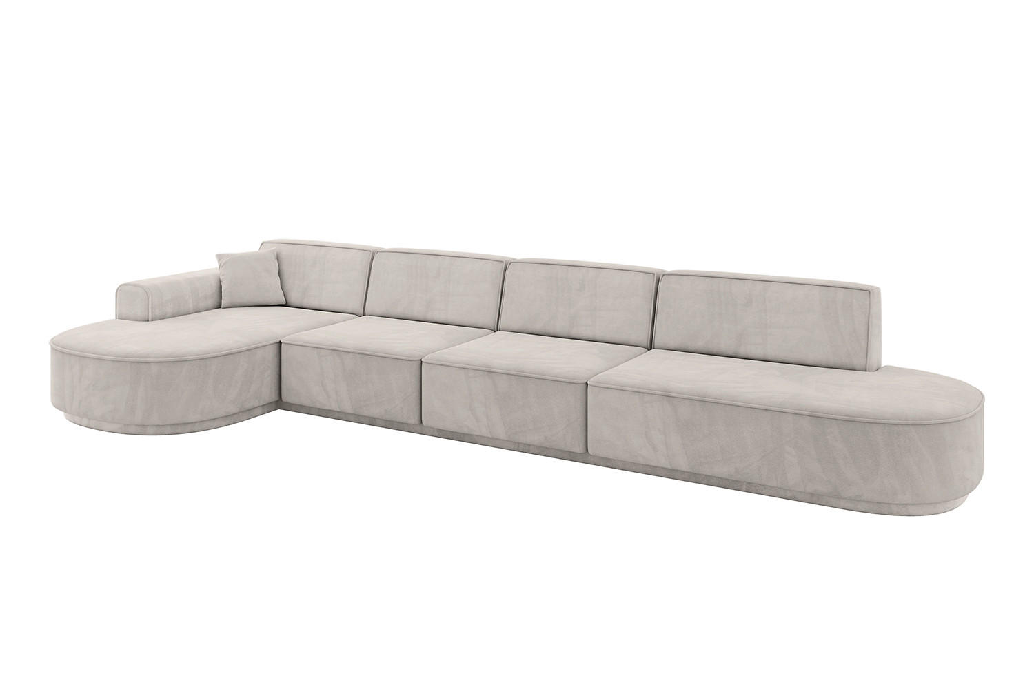 ECKSOFA Ottomane Links MARI-L3-v3 - 413x171x83 cm Hellbraun Velours - Hellbraun/Schwarz, Holzwerkstoff/Kunststoff (413/171cm) - ALTDECOR