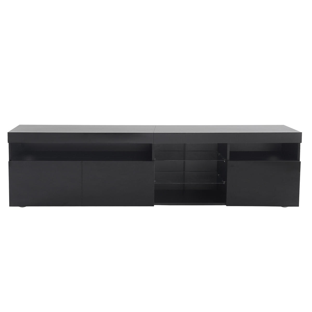 TV-ELEMENT mit LED-Beleuchtung 180 x 35 x 48 cm MDF Black - Schwarz, Holzwerkstoff (35/48/180cm) - Beauniv