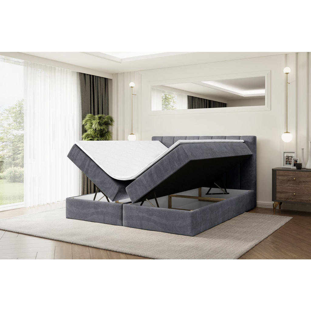 Thumbnail - Altdecor Boxbett, Dunkelgrau, Holzwerkstoff, Höhe ca. 20 cm, 160x200 cm, Schlafzimmer, Betten, Boxspringbetten