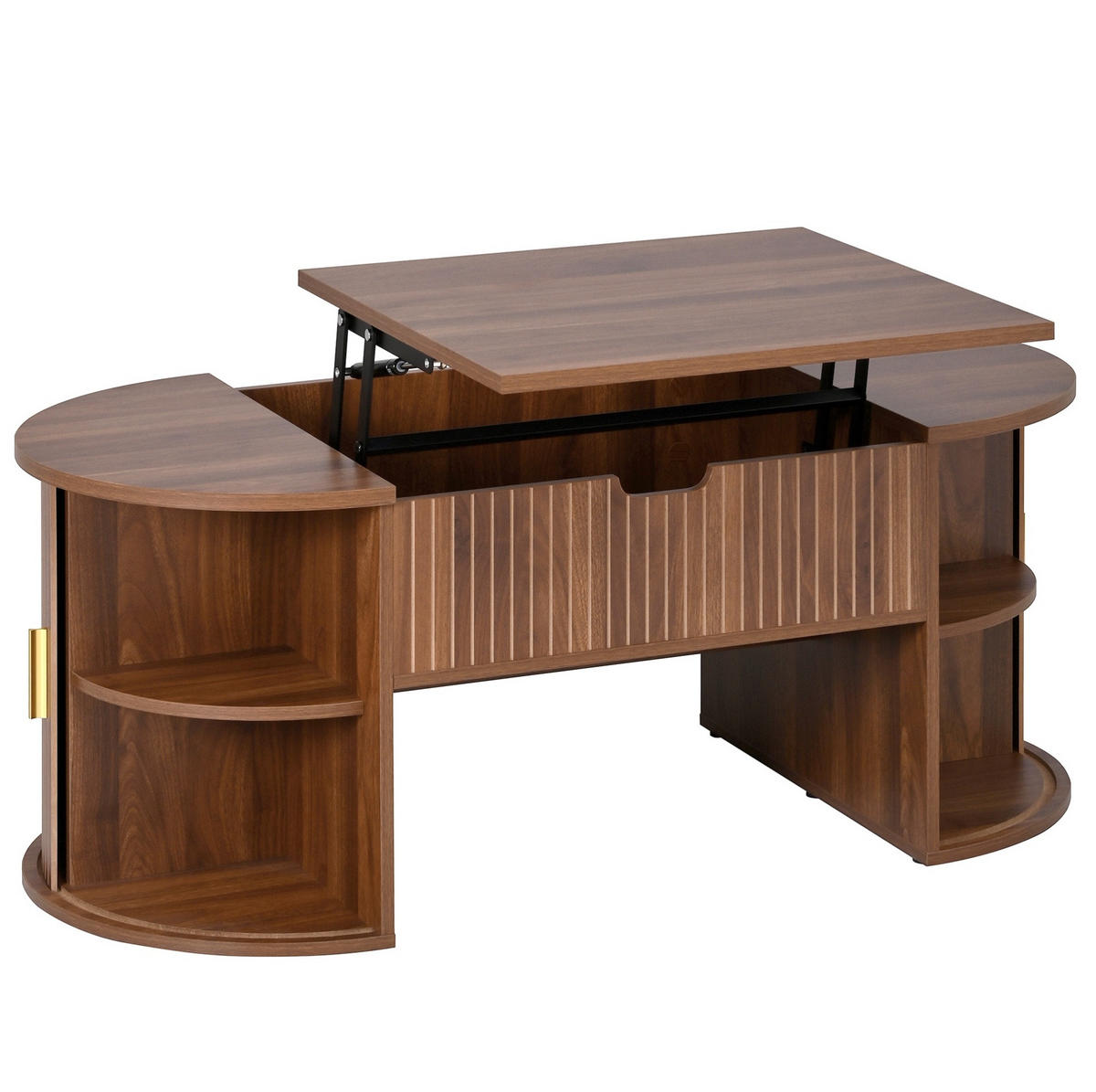 COUCHTISCH 100/50/40,5 cm höhenverstellbar mit Schiebetüren in Nussbaum - Nussbaumfarben, Holzwerkstoff (100/50/40.5cm) - Flora Grace