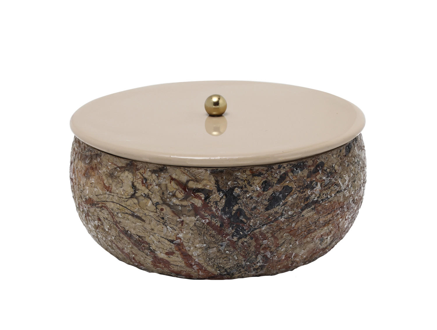 AUFBEWAHRUNGSBOX Mosaic Marble Braun 16.5/16.5/7.5 cm - Braun, Metall (16.5/7.5/16.5cm) - Present Time