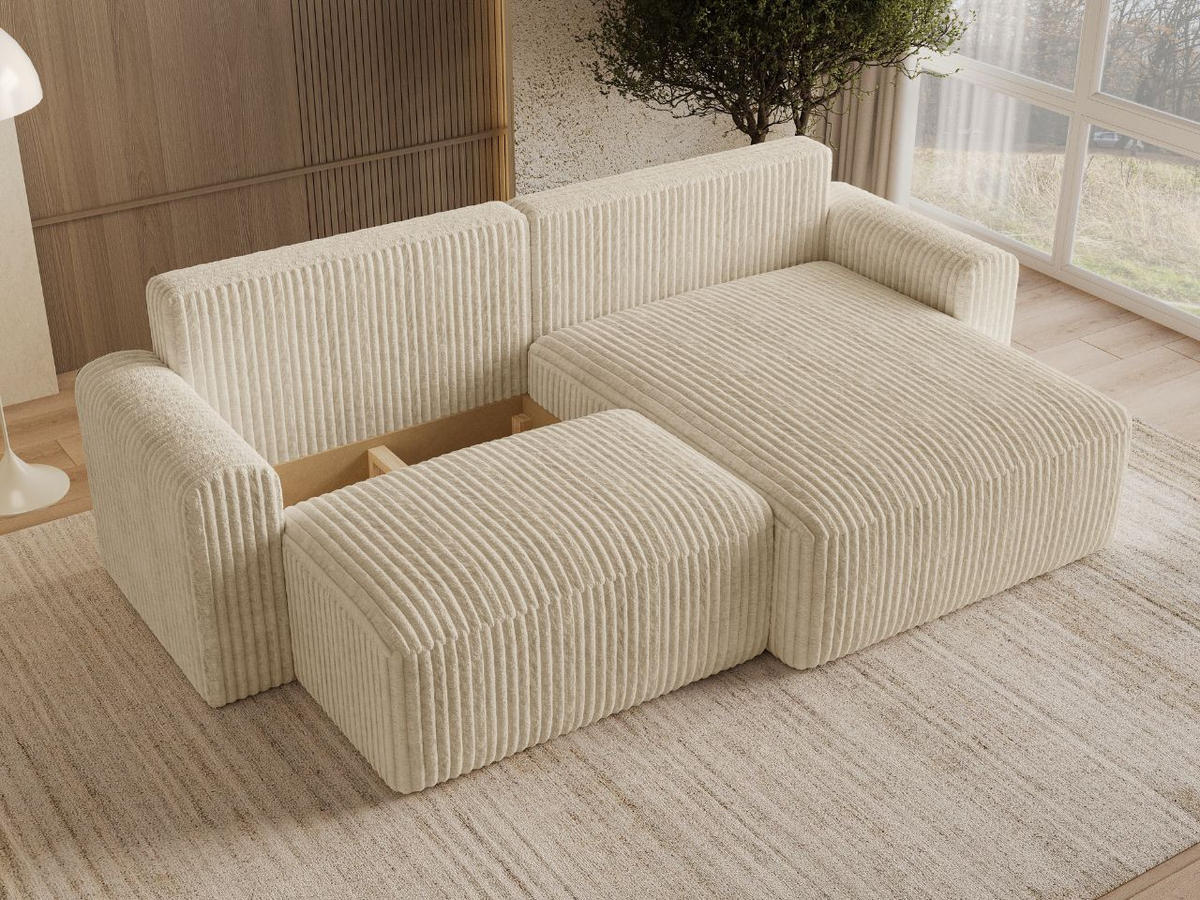 ECKSOFA Aurora Beige - Beige, Holz/Textil (259/145cm) - Graingold