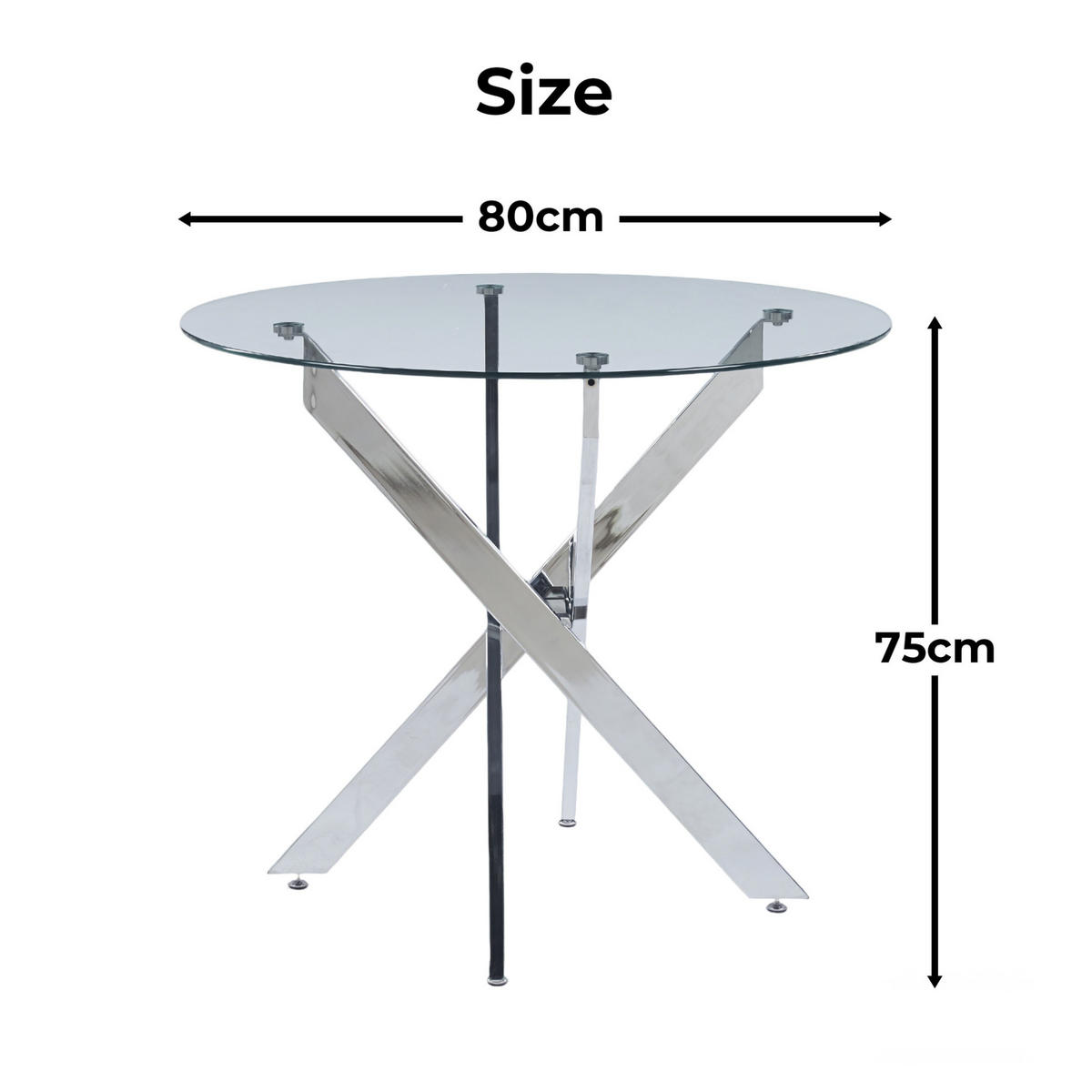 ESSTISCH 80/75/80 cm Silber aus Glas und Metall - Silberfarben, Metall (80/80/75cm) - OKMYHOME