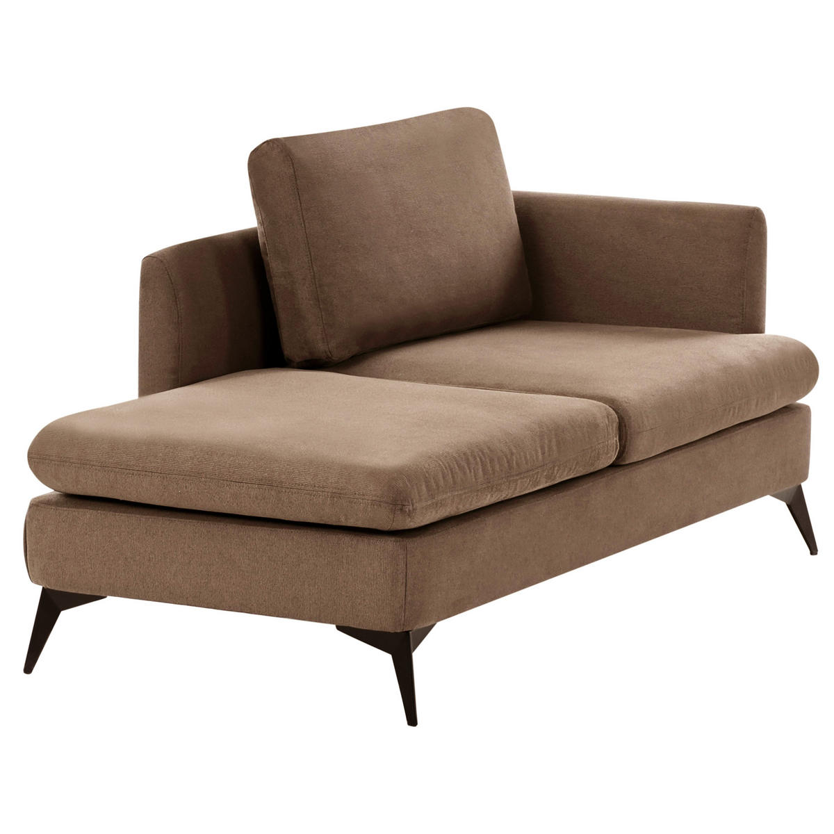 ČALOUNĚNÉ LEHÁTKO CHAISE LONGUE PRAVOSTRANNÉ Látka Hnědé Sievoz - černá/hnědá, textil (155/84/85cm) - Beliani