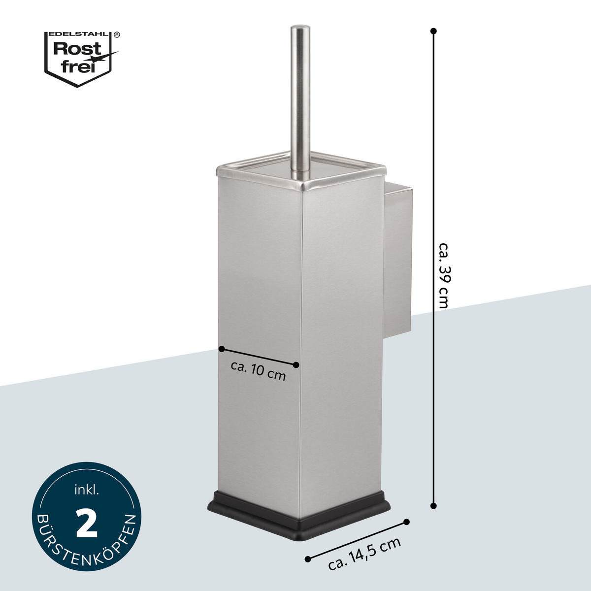 WC-GARNITUR inkl. Wandhalterung - Edelstahlfarben, Metall (10/39/14.5cm) - bremermann