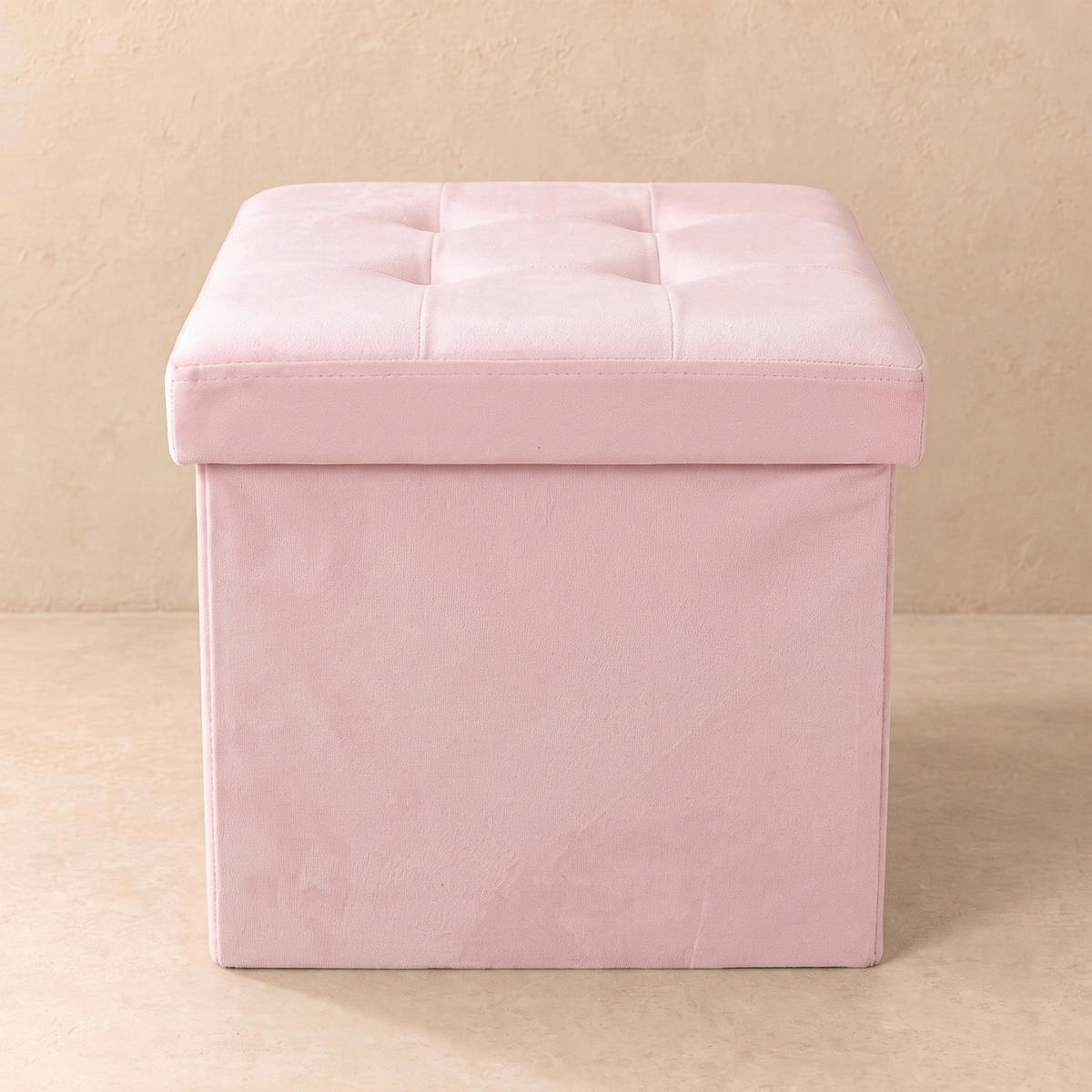HOCKER mit Stauraum 38/38/38 cm - Rosa, Textil (38/38/38cm) - SCENA LIVING
