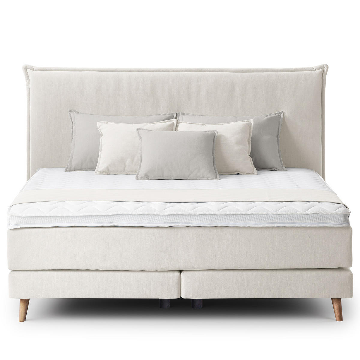BOXSPRINGBETT - Klassisch - Platinfarben, Holz (180/200cm) - home24