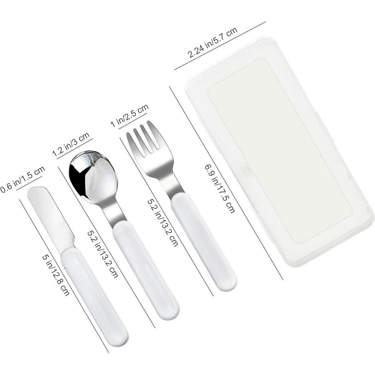 KINDERBESTECK Set 3-teilig Edelstahl mit Koffer Silber - Weiß, Metall