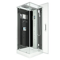DAMPFDUSCHE Duschkabine D38-13R3-EC sw 90x90 - Schwarz, Glas/Kunststoff (90/90/218cm) - AcquaVapore by Sandra Jentho