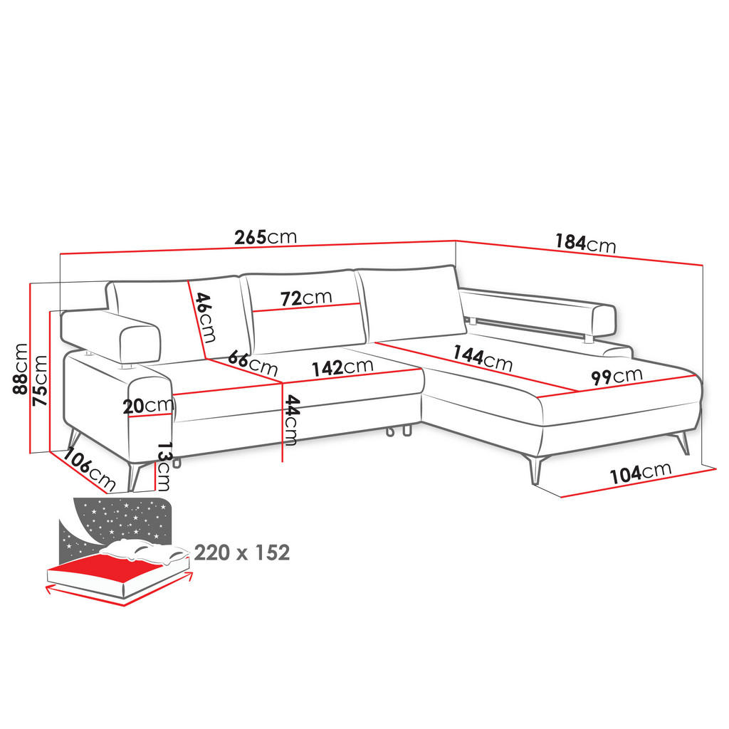 Thumbnail - Mirjan24 Ecksofa, Hellrosa, Textil, 5-Sitzer, Ottomane rechts,L-Form, 265x184 cm, Wohnzimmer, Sofas & Couches, Wohnlands...