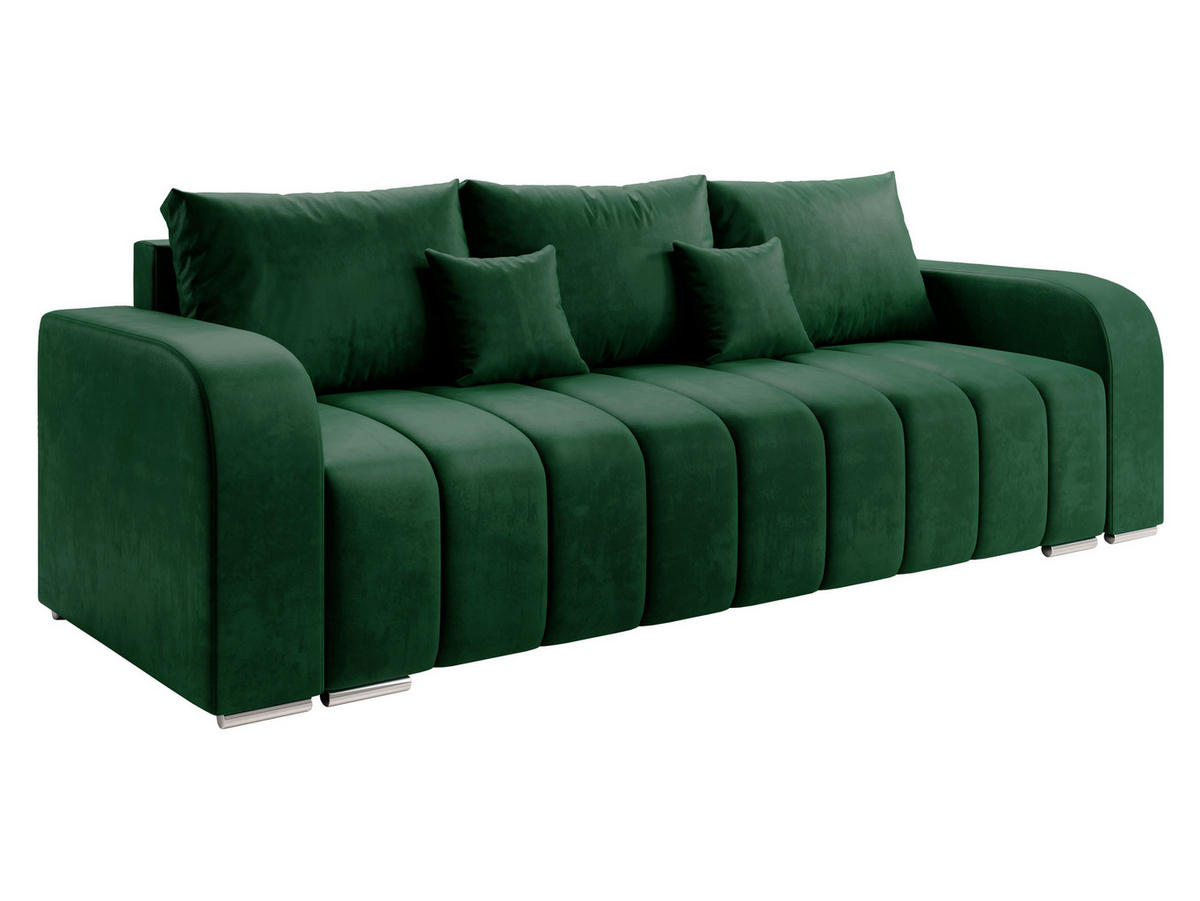 SCHLAFSOFA Pufetto - Smaragdgrün/Silberfarben, Holz/Textil (244/86/90cm) - MIRJAN24