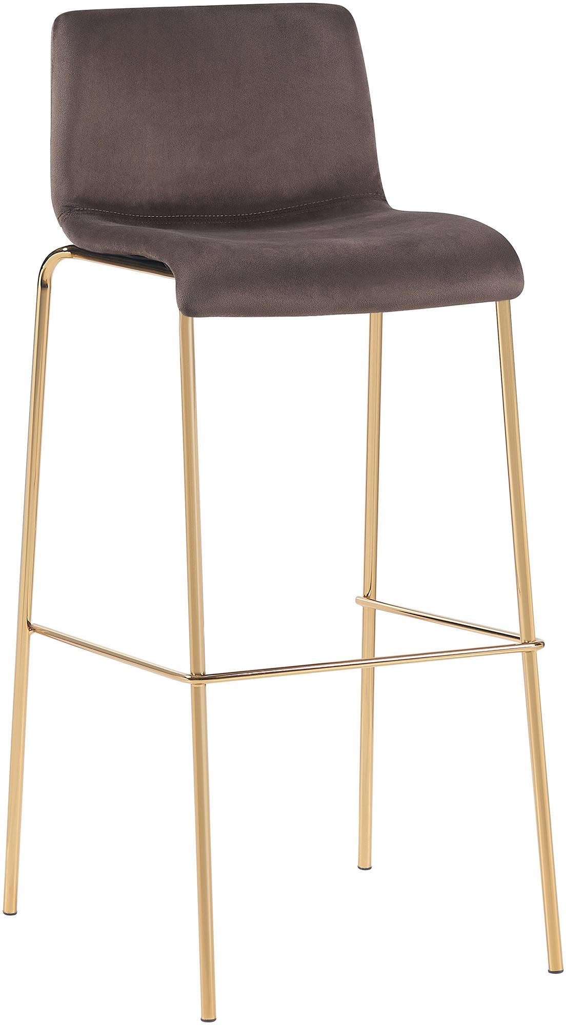 BARHOCKER Samt Braun - Goldfarben/Braun, Textil/Metall (43/100/48cm) - CLP