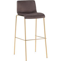 BARHOCKER Samt Braun - Goldfarben/Braun, Textil/Metall (43/100/48cm) - CLP