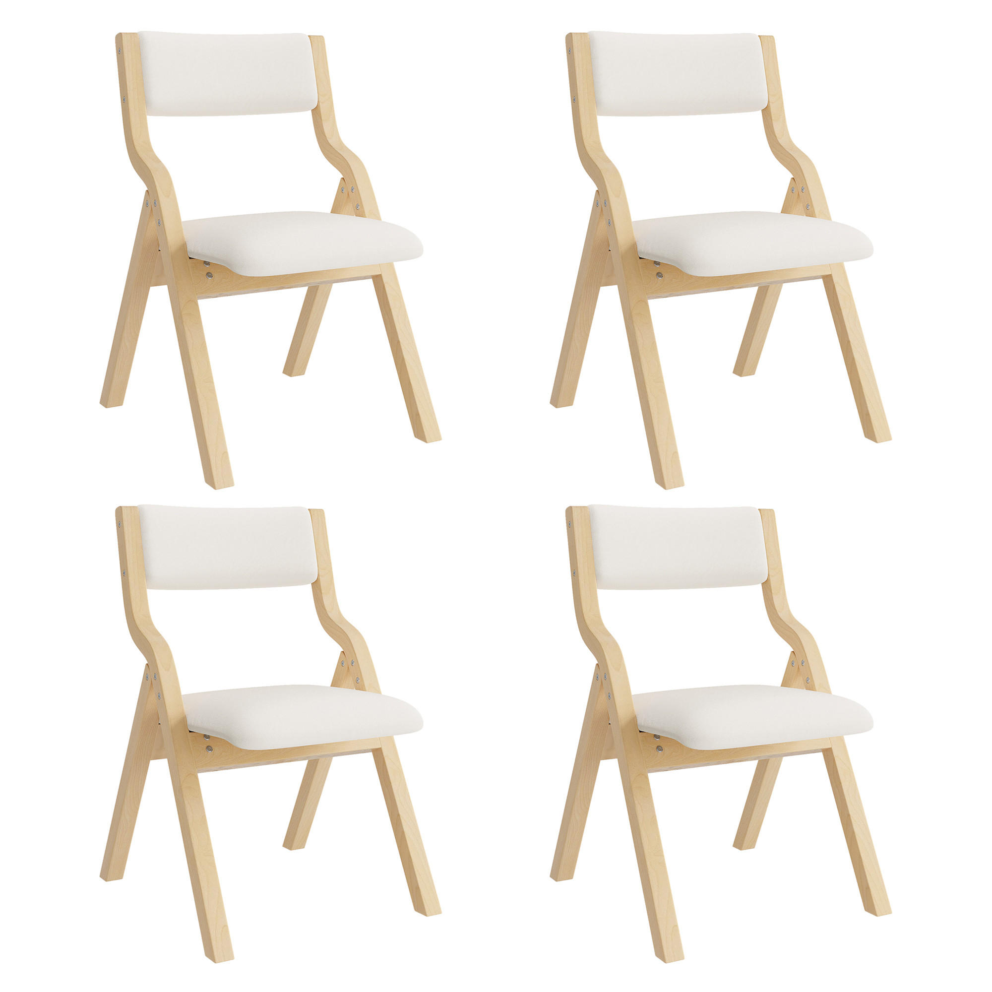 ESSZIMMERSTÜHLE 4er-Set Klappbar Massivholz Leinen Beige - Beige, Holz (55/81/49cm) - FLIEKS