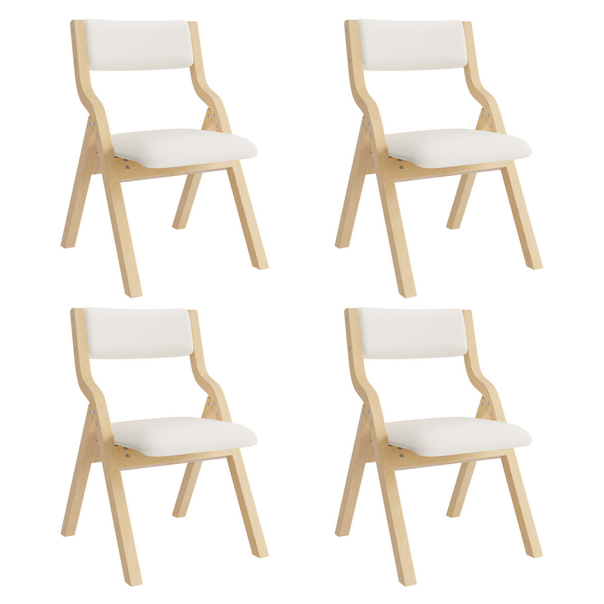 ESSZIMMERSTÜHLE 2er-Set Klappbar Massivholz Leinen Beige - Beige, Holz (55/81/49cm) - FLIEKS