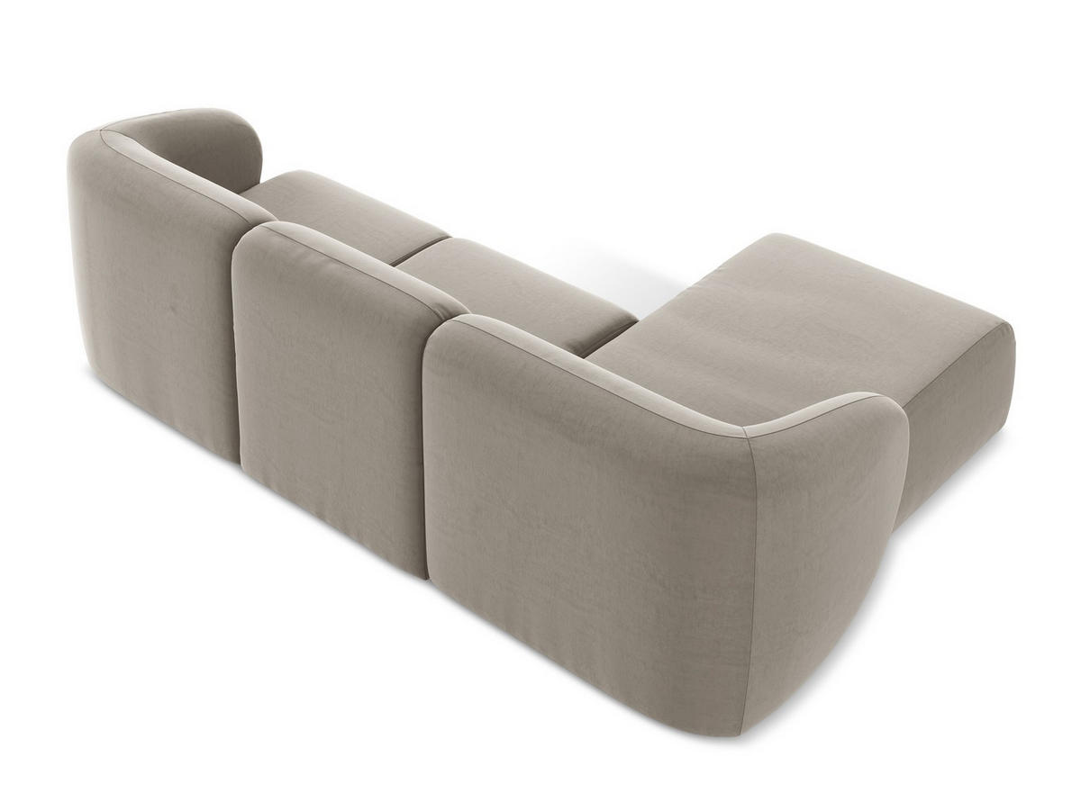 ECKSOFA Links Samt Stoff Grau - Taupe/Schwarz, Holzwerkstoff/Kunststoff (248/166cm) - Makamii