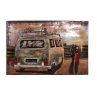 3D-METALLBILD Bulli Pärchen Stahl Bunt 4x80x120cm - Multicolor, Metall (80/4cm) - DELUKE