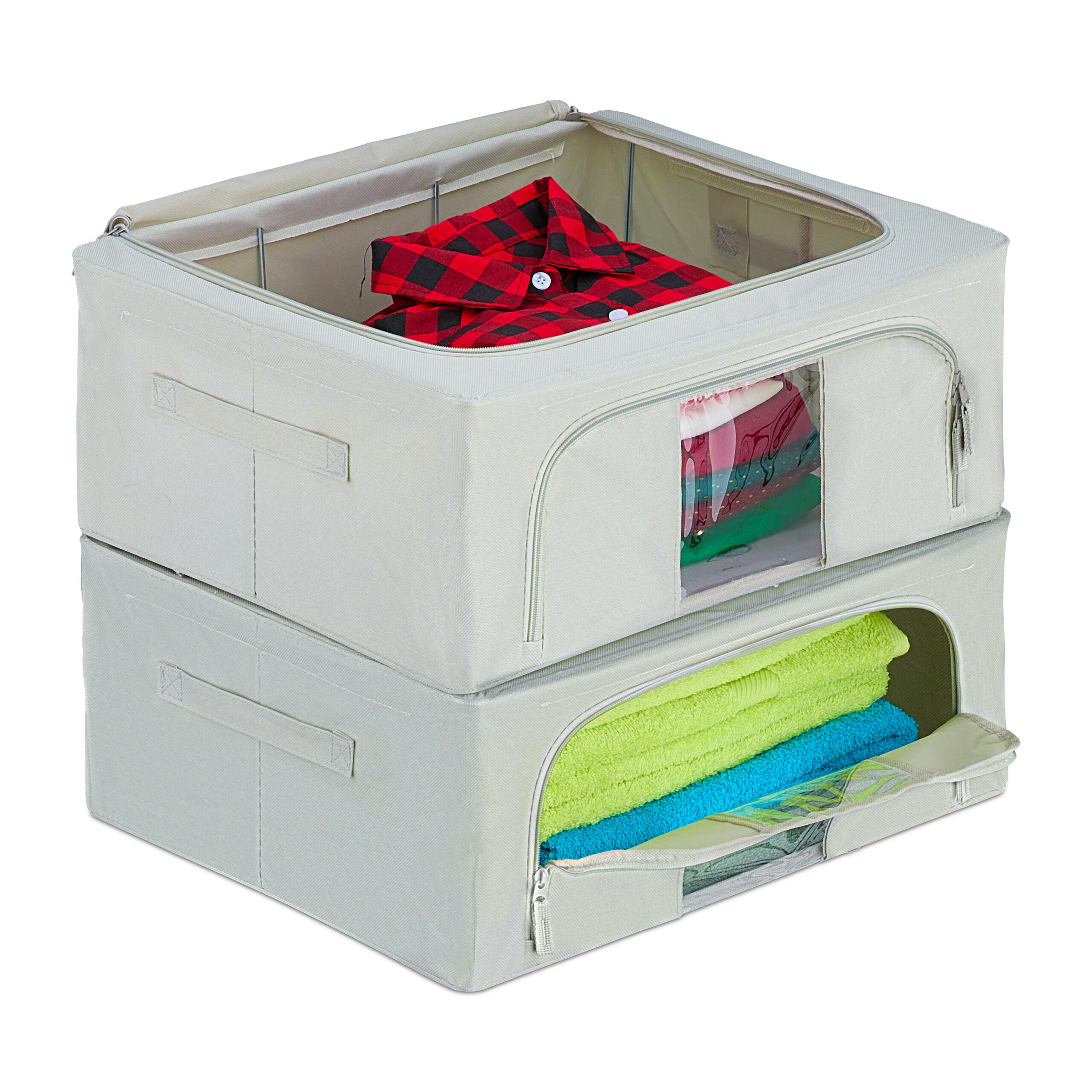 SÚPRAVA na uskladnenie - sivá, kov/textil - Relaxdays