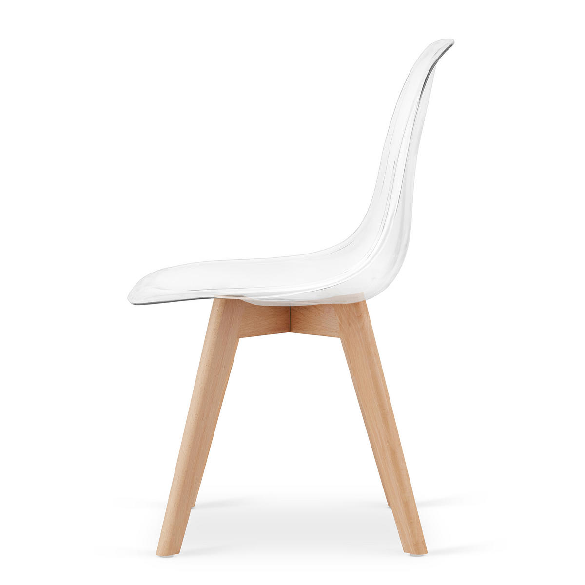 ESSZIMMERSTUHL 2-er Set KITO transparenter Sitz, natürliche Beine - Transparent/Naturfarben, Kunststoff (46/80/54.5cm) - Valora