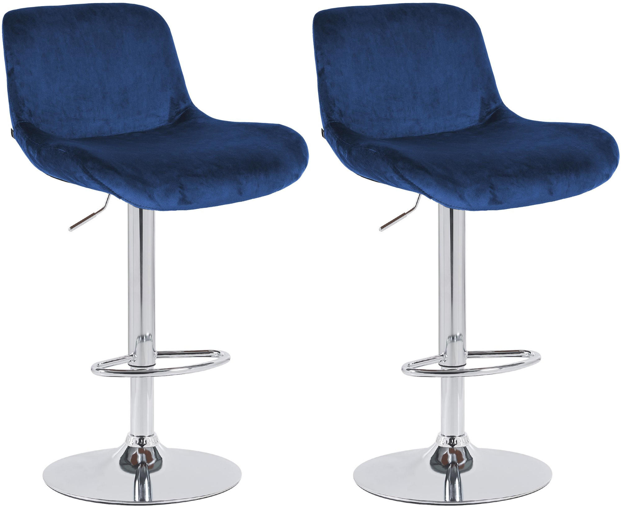 BARHOCKER 2er Set Samt Blau - Chromfarben/Blau, Textil/Metall (50/85/50cm) - CLP