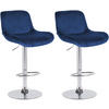 BARHOCKER 2er Set Samt Blau - Chromfarben/Blau, Textil/Metall (50/85/50cm) - CLP