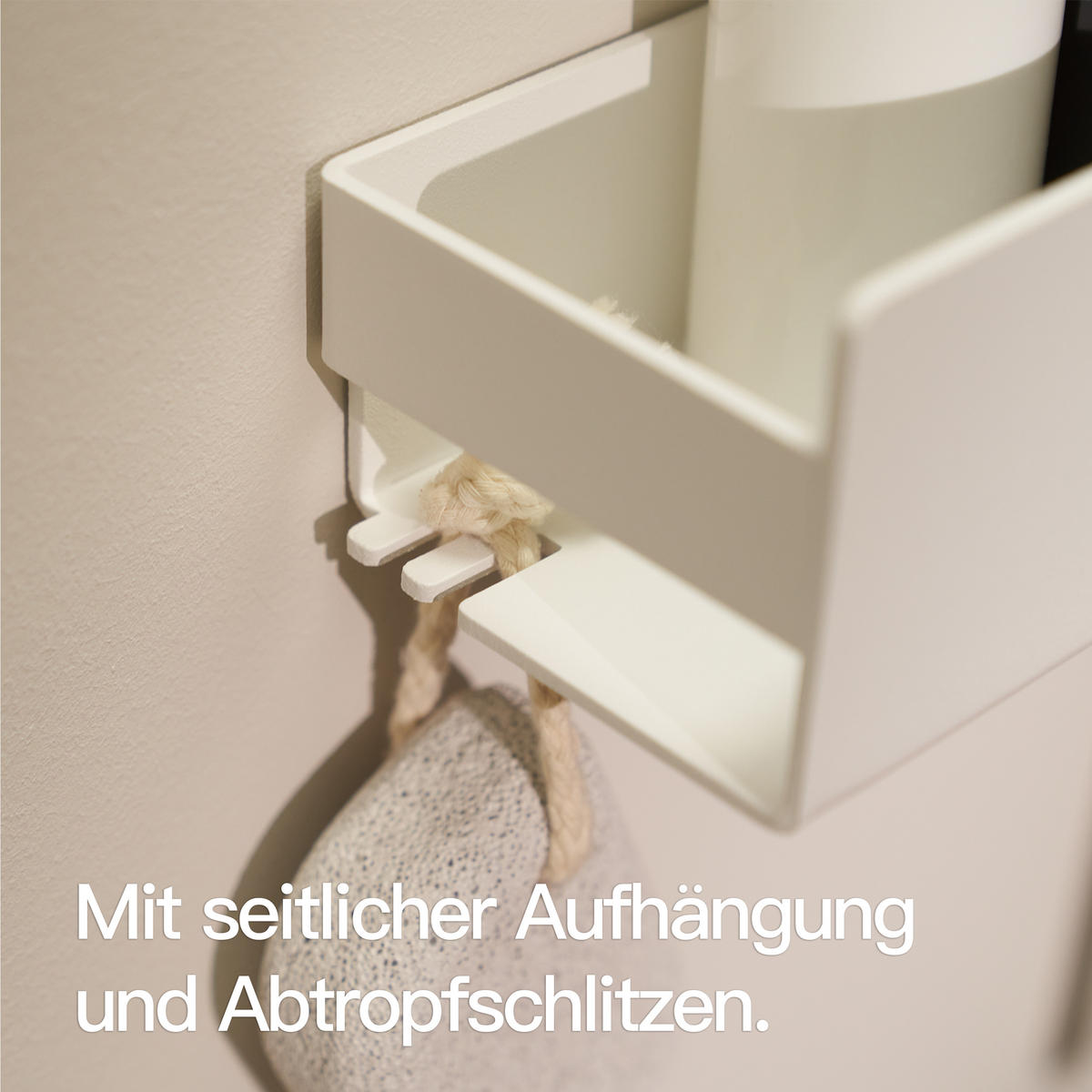 DUSCHABLAGE OHNE BOHREN Matt Weiß 30 cm - Weiß, Metall (30/8/9cm) - Designfabrik Hamburg