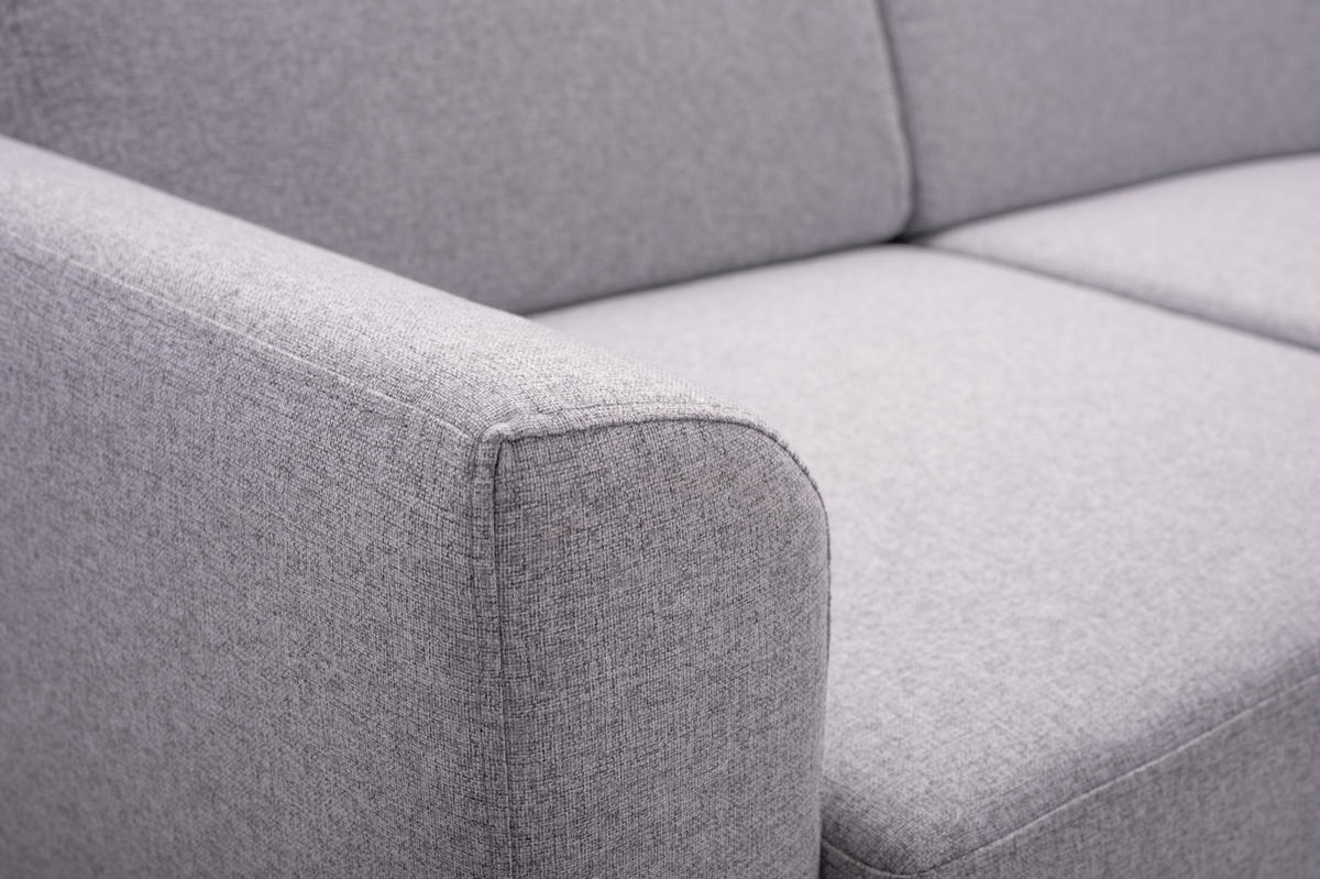 ECKSOFA SAPORE Grau Geflochtener Stoff mit Schlaffunktion - Grau, Holz (235/170cm) - MASSENO