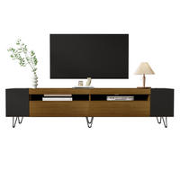 LOWBOARD 180/36/43 cm aus MDF und Spanplatte mit 2 Türen und offenen Fächern Schwarz (Holzoptik) - Schwarz, Holzwerkstoff (180/43/36cm) - Modenvie