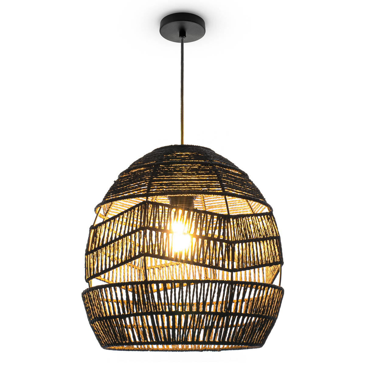 PENDELLEUCHTE Villa L - Schwarz, Metall (31/31/30cm) - Paco Home