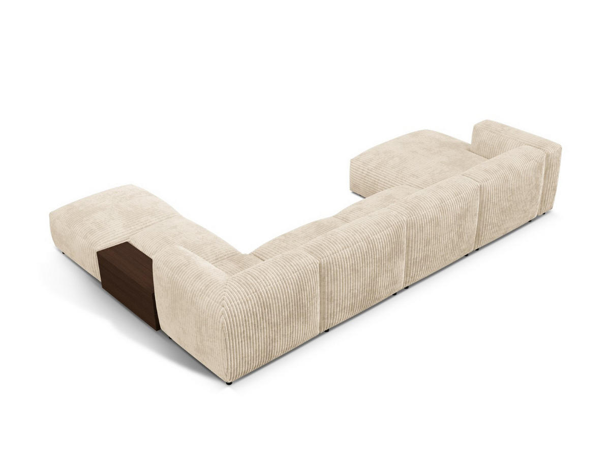 PANORAMASOFA modular rechts Martina aus Cord leichtes beige 5 Sitzplätze - Creme, Textil (406/75/280cm) - Micadoni
