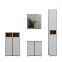 BADMÖBEL-SET Didi Weiß/Artisan 4 Teile mit Hochschrank und Midischrank mit Türen - Weiß/Eiche Artisan, Holzwerkstoff (60/62/30cm) - Vicco