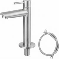 BADEZIMMERARMATUR, 140 x 305 mm, mit 60 cm Schlauch，Silberner - Silberfarben, Metall (33/6/17cm) - Vallsero