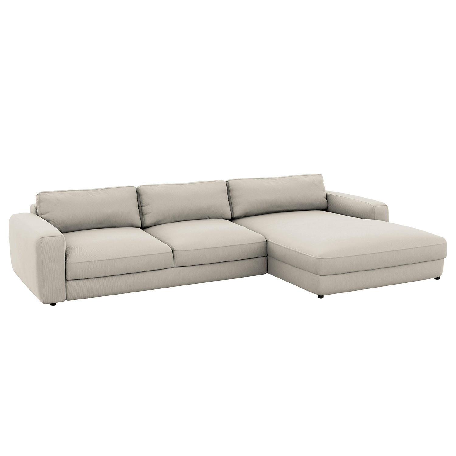 ECKSOFA mit Schlaffunktion - Hellgrau, Kunststoff/Textil (303/176cm) - home24