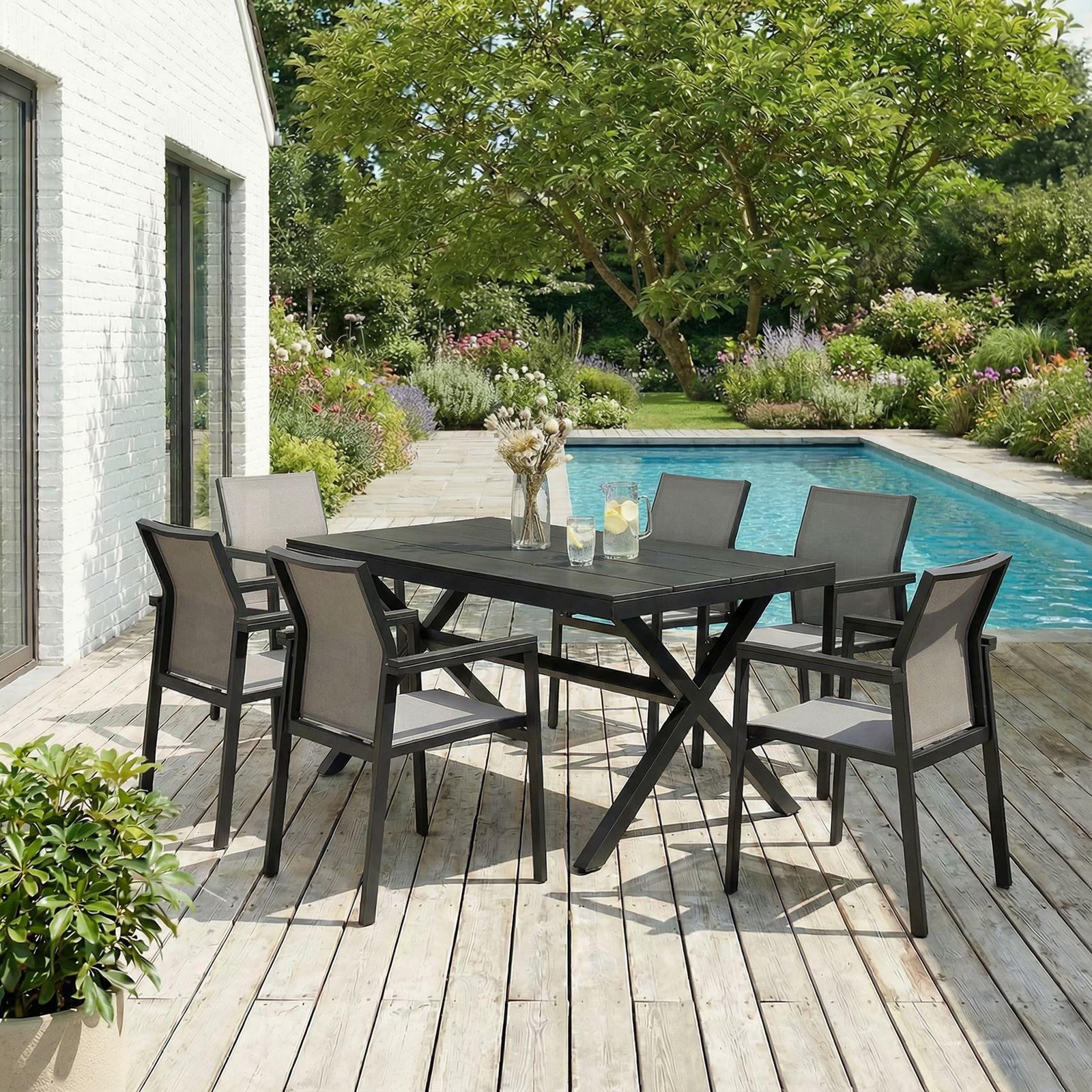 GARTENMÖBEL SET WINDY - Grau, Metall - IDIMEX