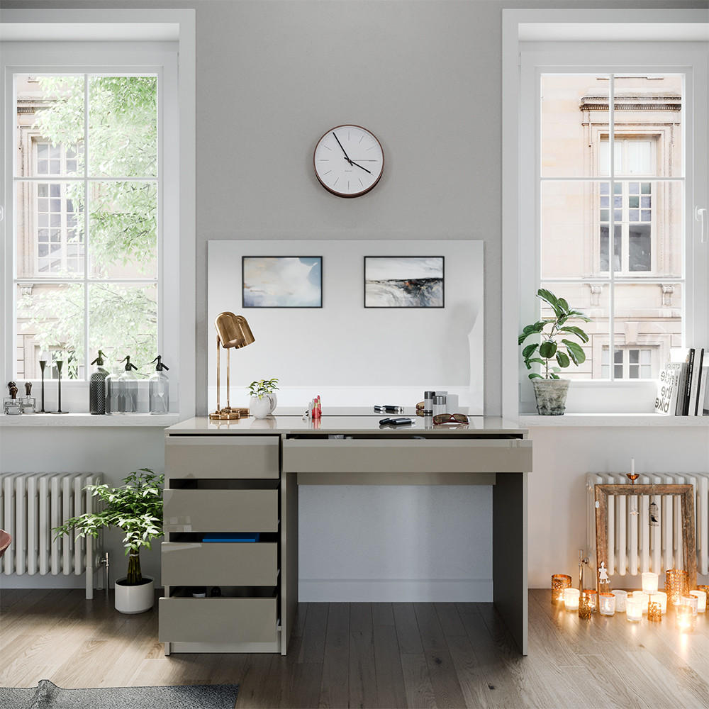 SCHMINKTISCH Sherry Greige 120 cm mit Spiegel - Greige, Holzwerkstoff (120/75/55cm) - Vicco